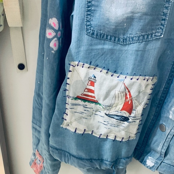 SO FUN! Black Tape upcycle tencel jacket XL - Picture 10 of 10